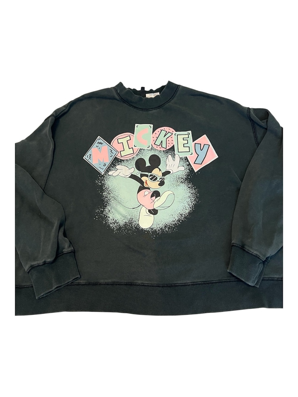 Disney Mickey Graphic Black Pullover Sweatshirt Size XL GUC